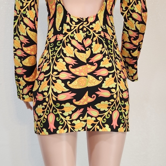 ZARA Women’s Long Sleeve Printed Multicolor Boho Mini Dress Sz S - Picture 7 of 10